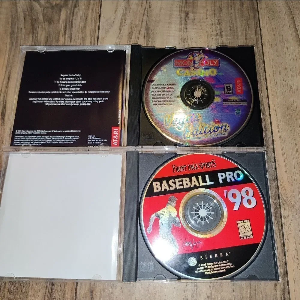 Monopoly Casino Vegas Edition & Front Page Sports Baseball Pro '98 PC CD.